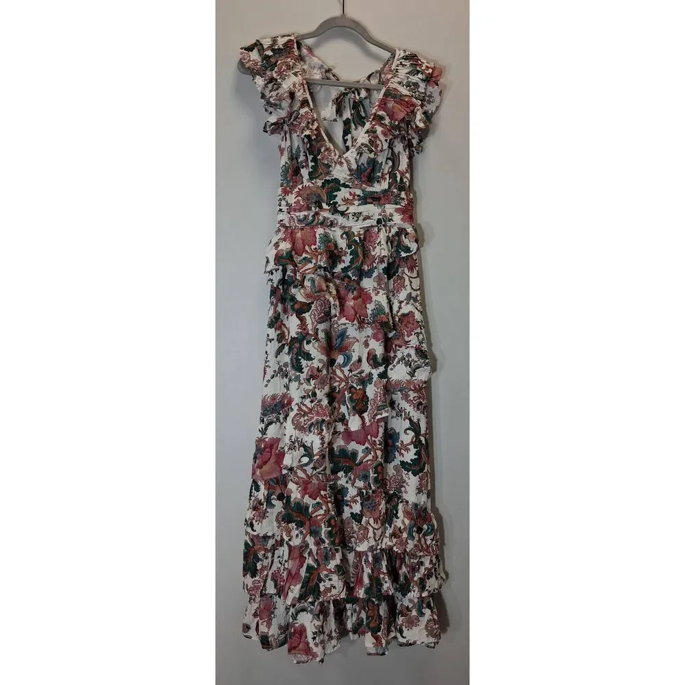 Love the label Anthropologie womens small floral maxi dress tiered gypsy boho - Picture 4 of 12